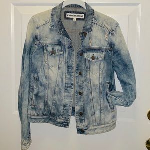 Express Jeans Denim Jacket, XS, Medium Wash Frayed